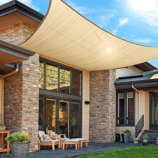 Slnečná plachta -tienenie na terasu, obdĺžniková 2x4 m- Béžová - HDPE