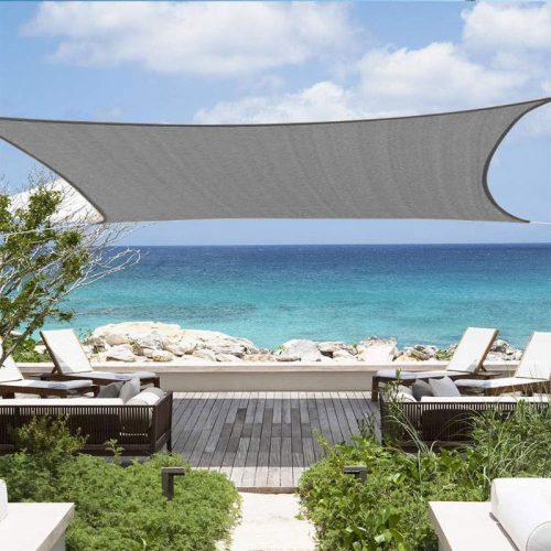 Slnečná plachta - tienidlo na terasu, obdĺžniková 2x4 m - Antracitovo sivá - HDPE