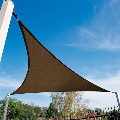 Slnečná plachta - tienidlo na terasu, trojuholníková 5x5x5 m - Kávovo hnedá - HDPE