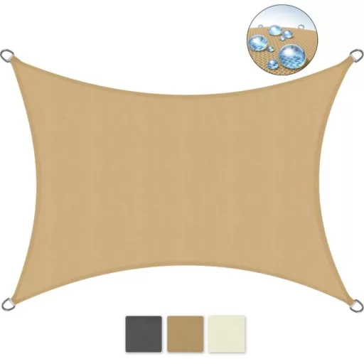 Slnečná plachta -tienenie na terasu, obdĺžniková 2x3 m - Piesková - Polyester 