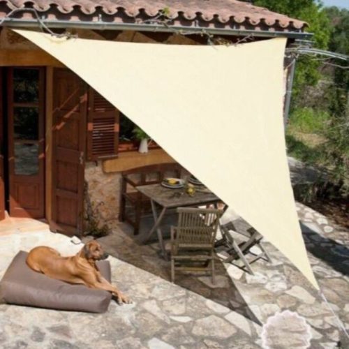Slnečná plachta -tienenie na terasu, trojuholníková 5x5x5 m - Béžová - Polyester 