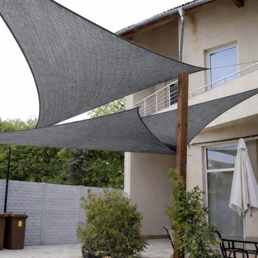 Slnečná plachta -tienenie na terasu, trojuholníková 3,6x3,6x3,6 m - Grafitovo sivá - HDPE