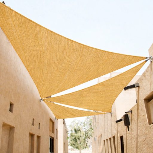 Slnečná plachta -tienenie na terasu, trojuholníková 5x5x5 m - Béžová - Prémiové HDPE