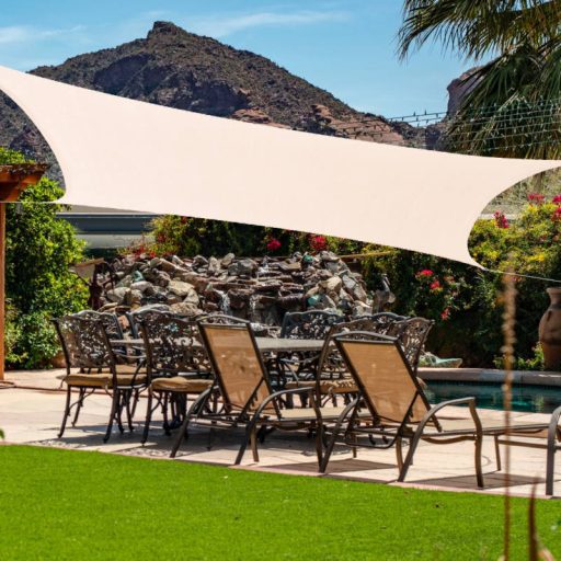 Slnečná plachta -tienenie na terasu, obdĺžniková 2x2 m - Svetlá béžová - HDPE