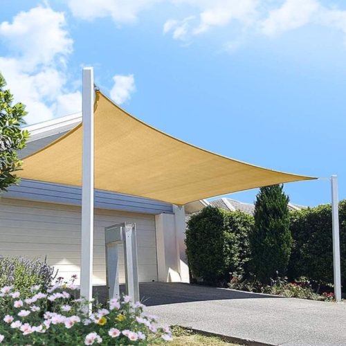 Slnečná plachta -tienenie na terasu, obdĺžniková 3x4 m - Svetlo hnedá - HDPE