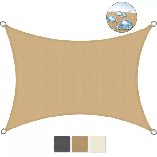 Slnečná plachta -tienenie na terasu, obdĺžniková 2x4 m - Piesková - Polyester